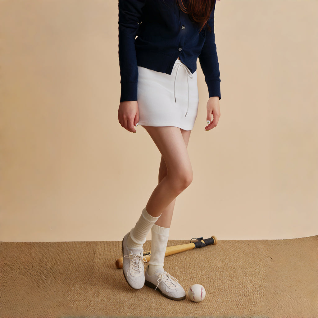 The Dual Stride White Flexible Sheepskin Suede Sneakers