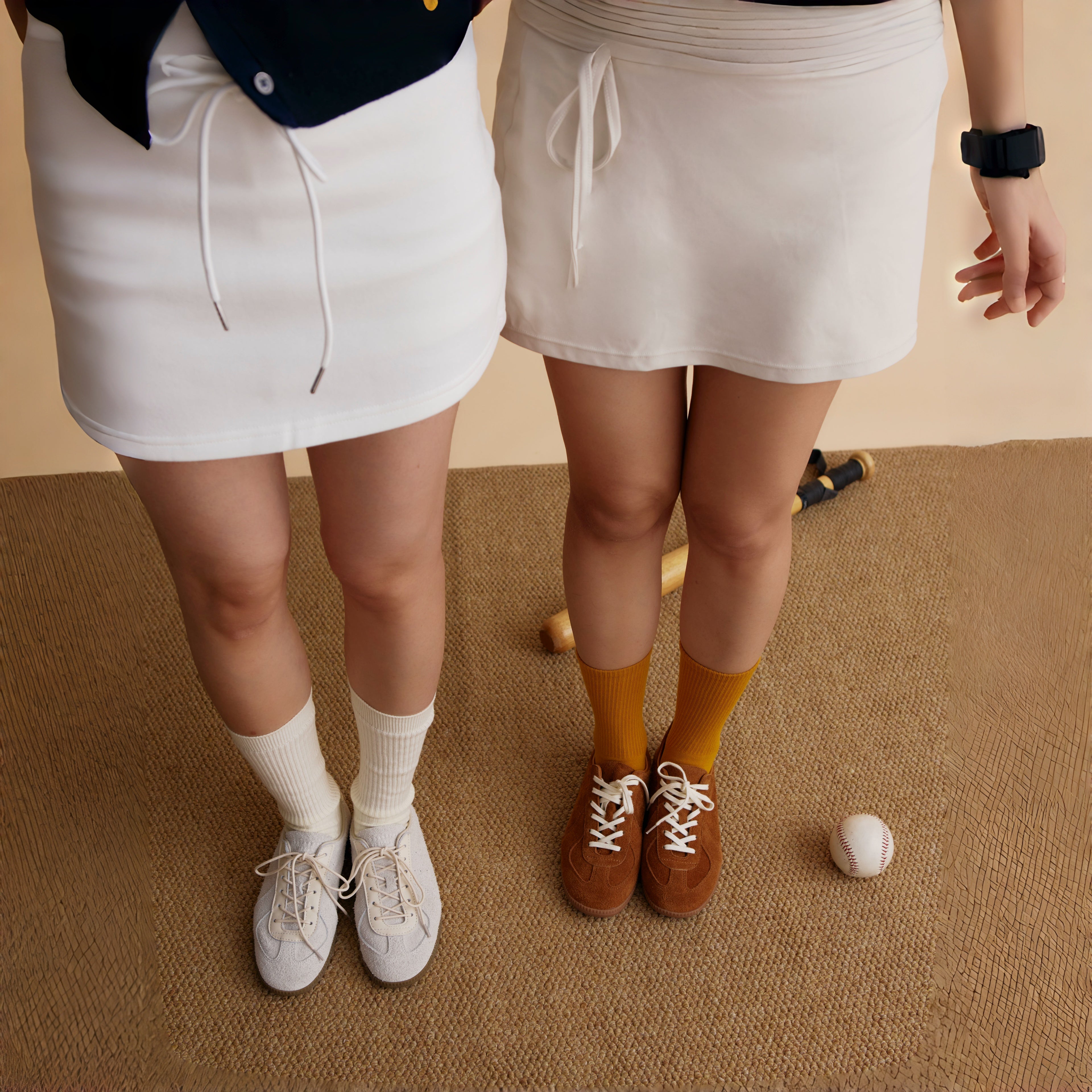 The Dual Stride White Flexible Sheepskin Suede Sneakers