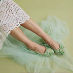 The Dual Stride Green Floral Lace Ballet Flats