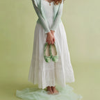The Dual Stride Green Floral Lace Ballet Flats