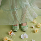 The Dual Stride Green Floral Lace Mary Janes