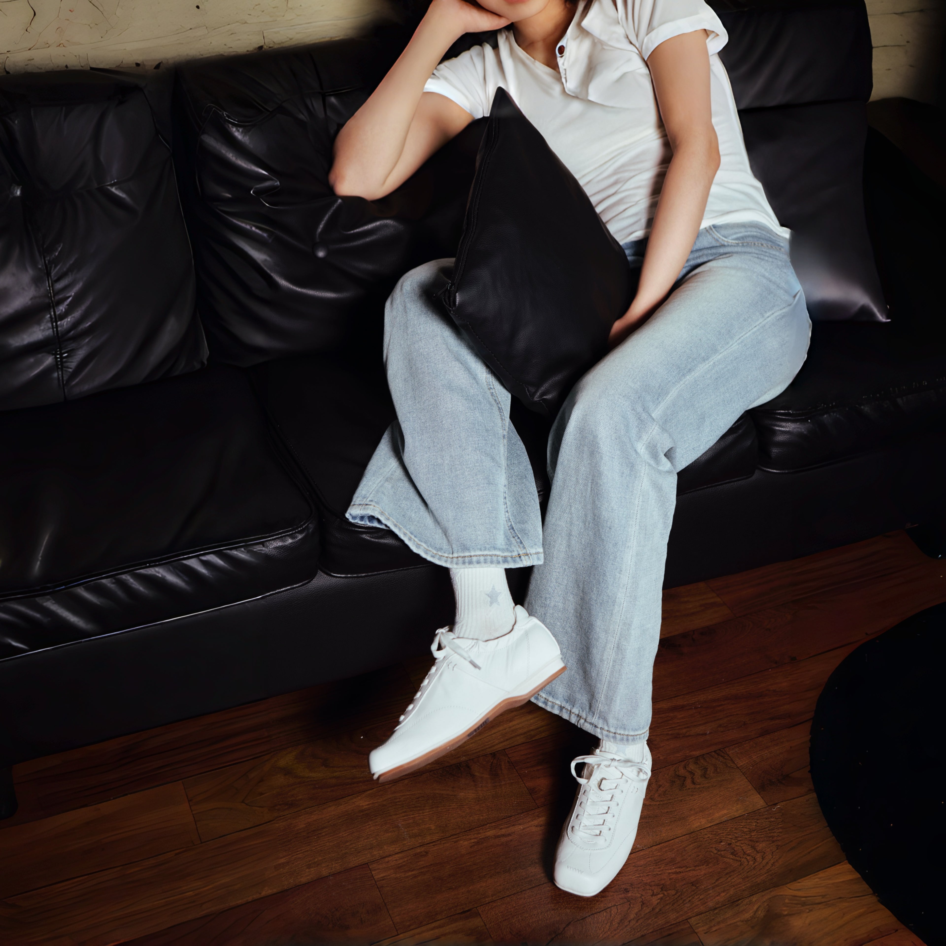 The Dual Stride White Classic Leather Sneaker