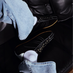 The Dual Stride Men's Black Artisanal Retro Track Suede Sneaker