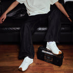 The Dual Stride Men's Classic White Leather Square-Toe Sneakers