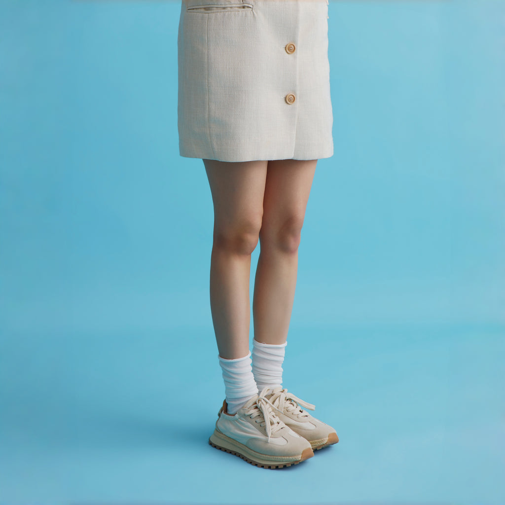 The Dual Stride Cream Urban Nomad Tech-Suede Sneakers