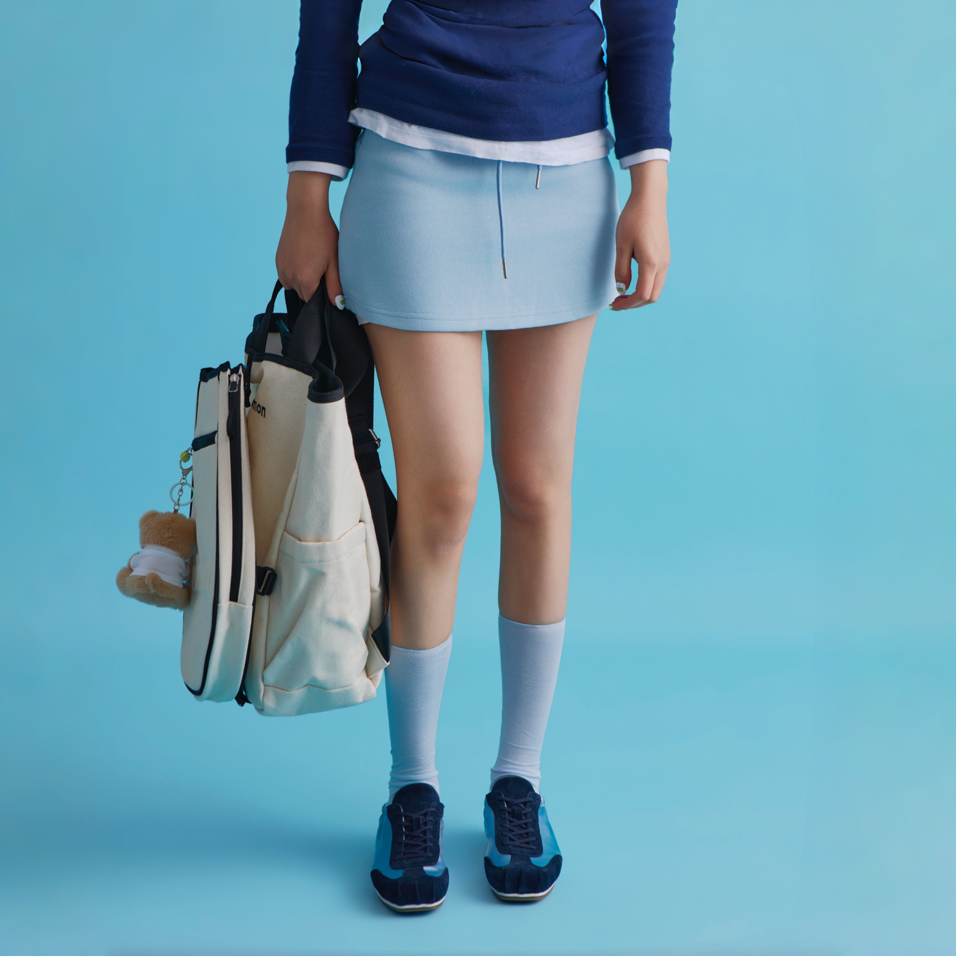 The Dual Stride Blue Satin Suede  Sneakers