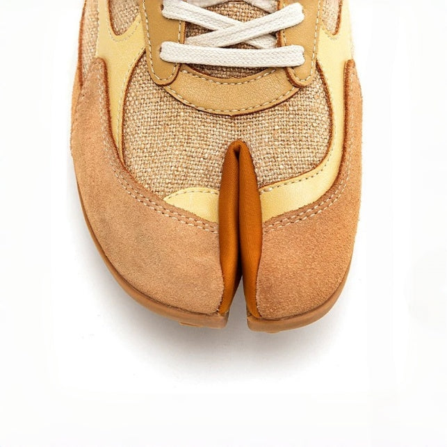 The Dual Stride Yellow Split‑Toe Retro Sneakers