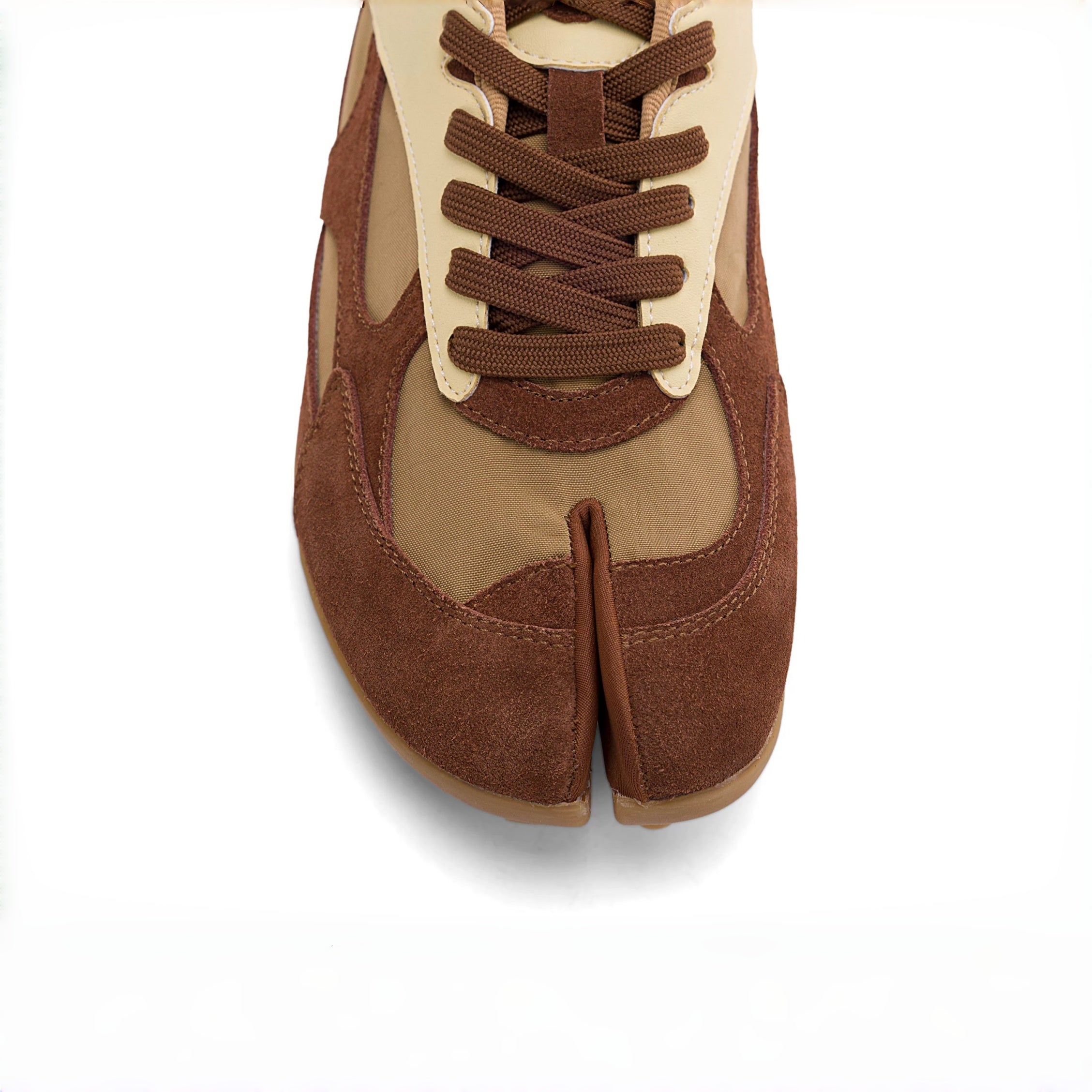 The Dual Stride Brown Split‑Toe Retro Sneakers