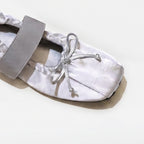 The Dual Stride Satin Bow Strap Ballet Flats