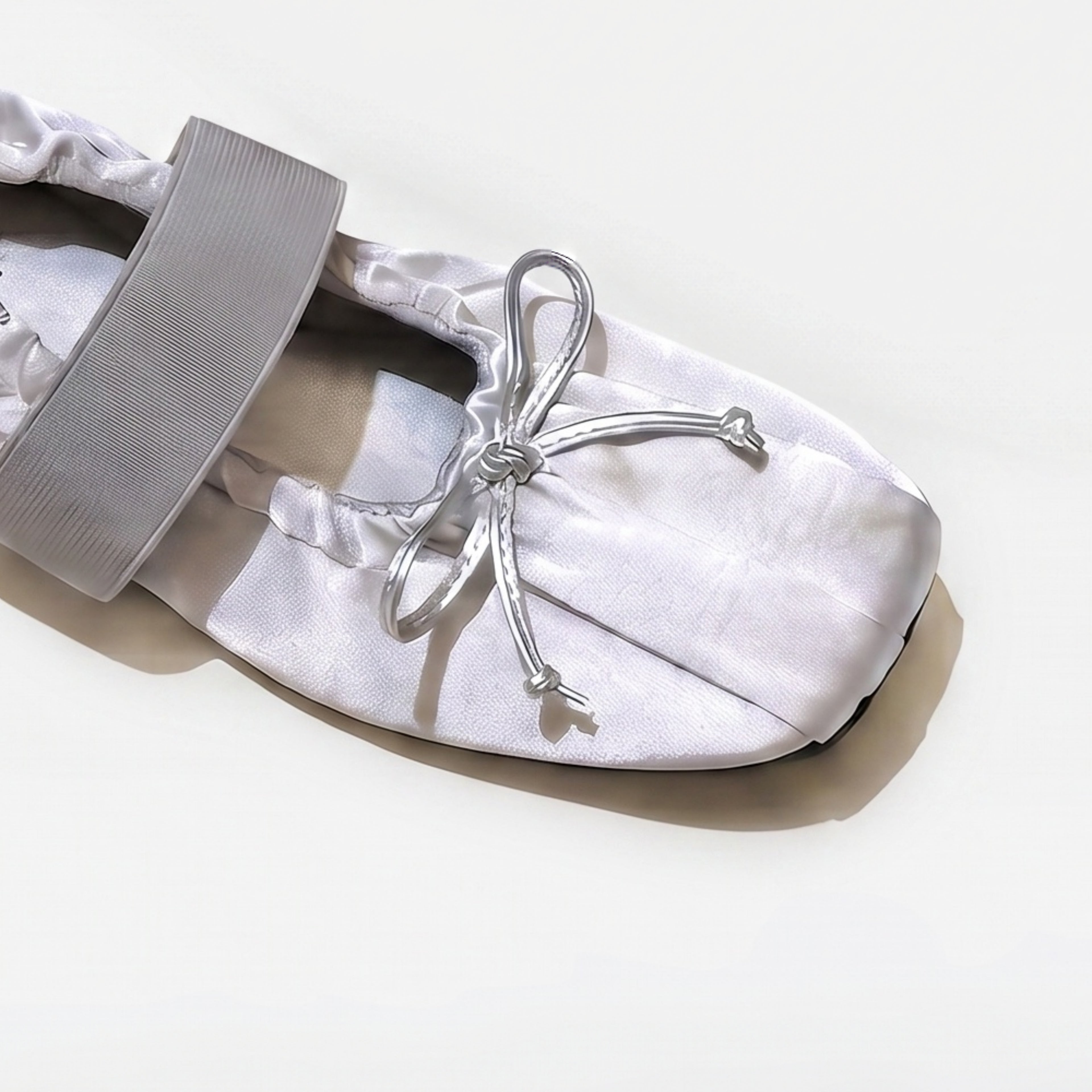 The Dual Stride Satin Bow Strap Ballet Flats
