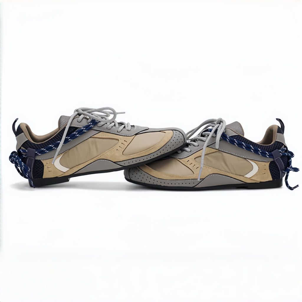 The Dual Stride Khaki Vintage Trek Retro Trainer Sneakers