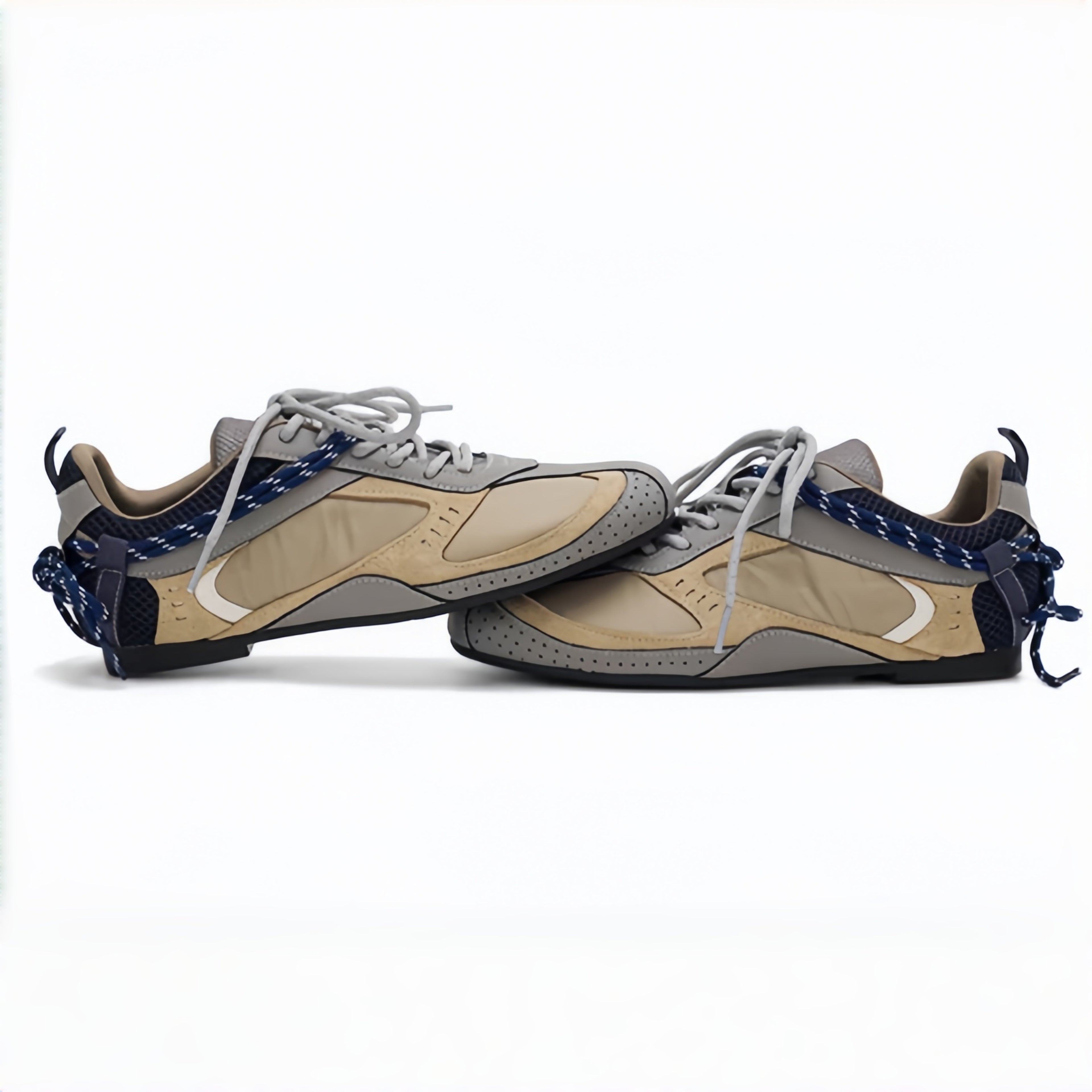 The Dual Stride Khaki Vintage Trek Retro Trainer Sneakers