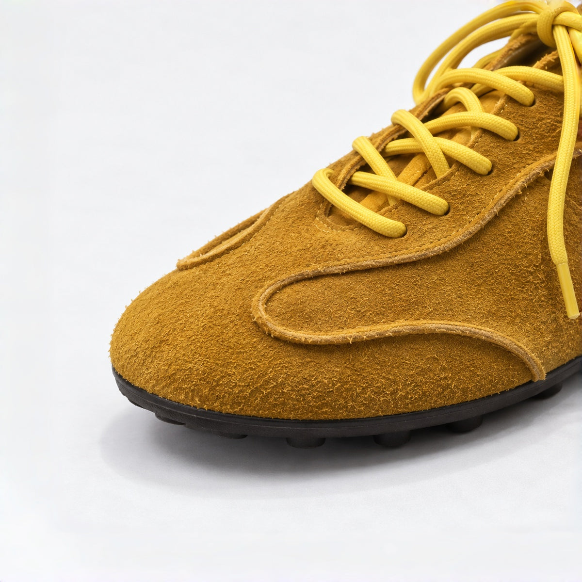 The Dual Stride Yellow Suede Retro Sneakers