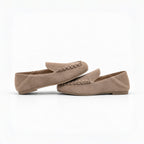 The Dual Stride Beige Braided Suede Loafers