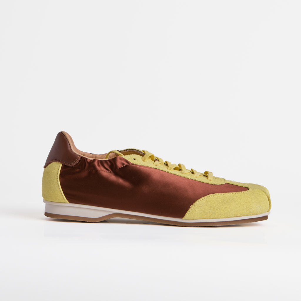 The Dual Stride Red Satin Suede Casual Sneakers