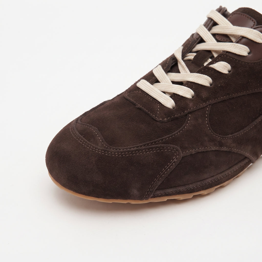 The Dual Stride Dark Brown Suede Retro Running Sneakers