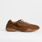 The Dual Stride Brown Sheepskin Suede Retro Trainers