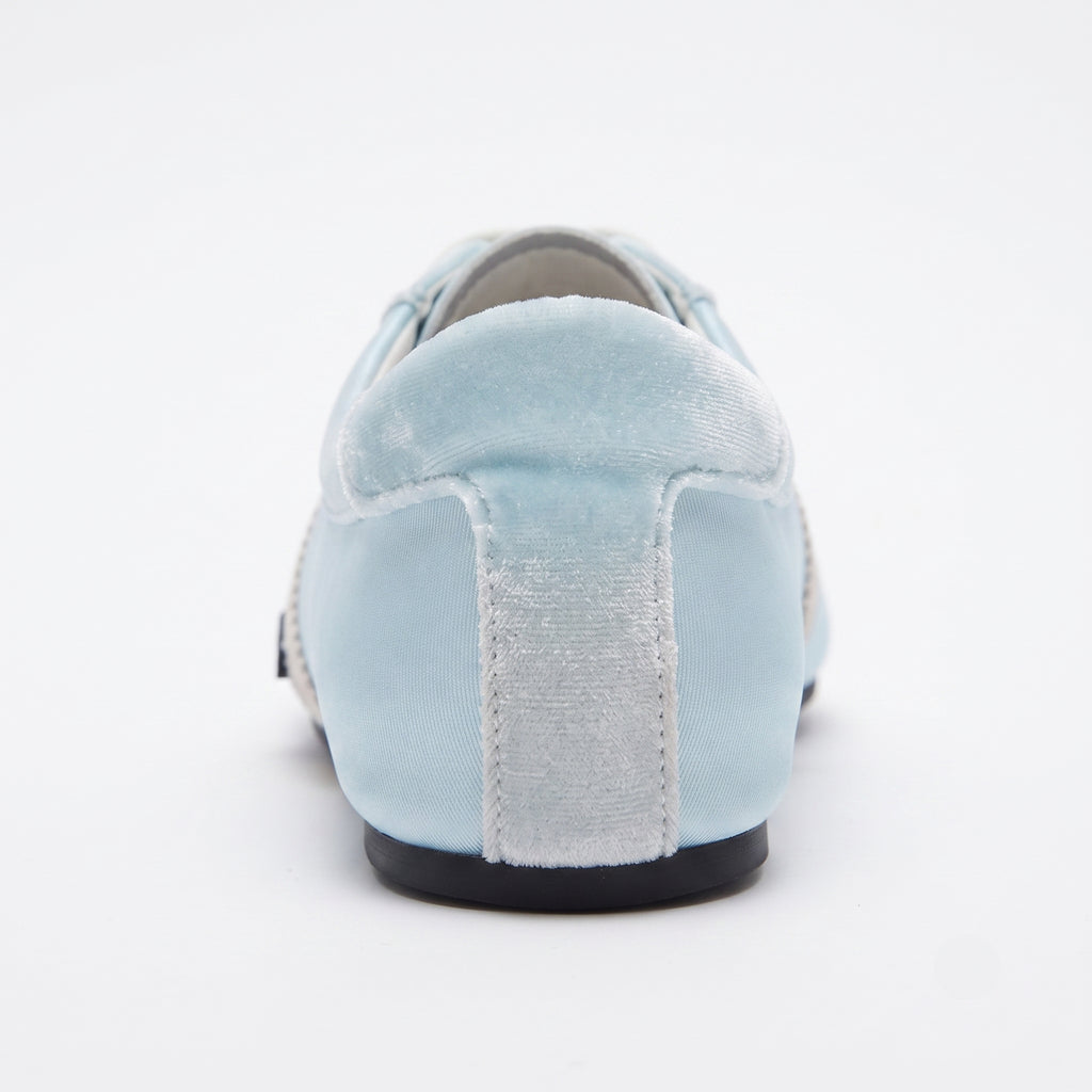 The Dual Stride Baby Blue Velvet Spliced Retro Sneakers