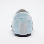 The Dual Stride Baby Blue Velvet Spliced Retro Sneakers