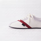 The Dual Stride White Velvet Spliced Retro Sneakers