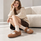 The Dual Stride  Brown  Cozy Fleece Mary Jane Flats
