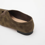 The Dual Stride Olive Brown Suede Cross-Strap Ballet Flats