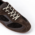 The Dual Stride Vintage Dark Brown Suede Nylon Retro Sneakers