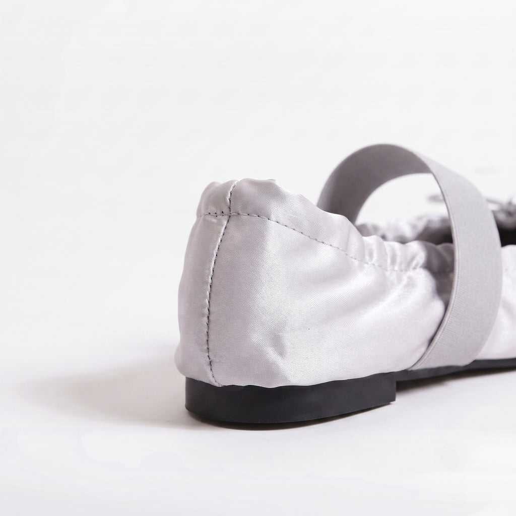 The Dual Stride Satin Bow Strap Ballet Flats