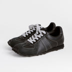 The Dual Stride Classic Black Leather Square-Toe Sneakers