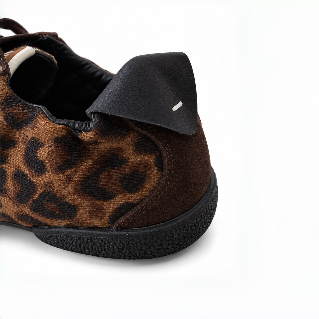 The Dual Stride Leopard Brown Retro Sneakers
