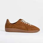 The Dual Stride Brown Flexible Sheepskin Suede Trainers