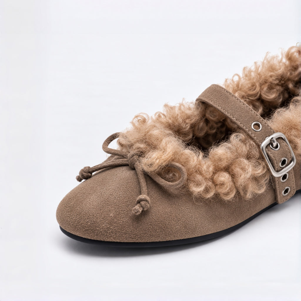 The Dual Stride Cozy Shearling Mary Jane Flats