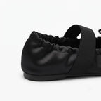 The Dual Stride Black Lace-up Satin Mary-Jane Ballet Flats