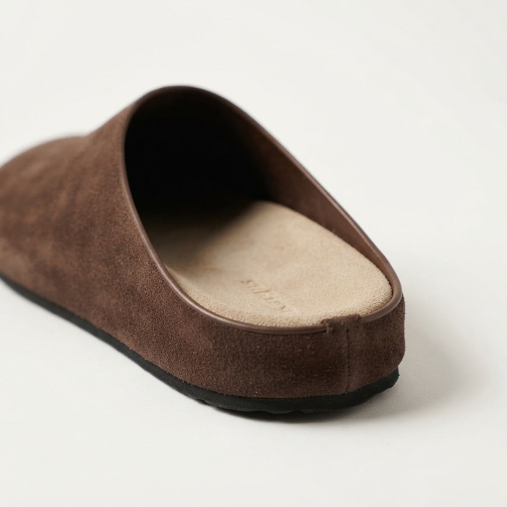 The Dual Stride Dark Brown Suede Slip-On Mules