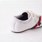 The Dual Stride White Velvet Spliced Retro Sneakers