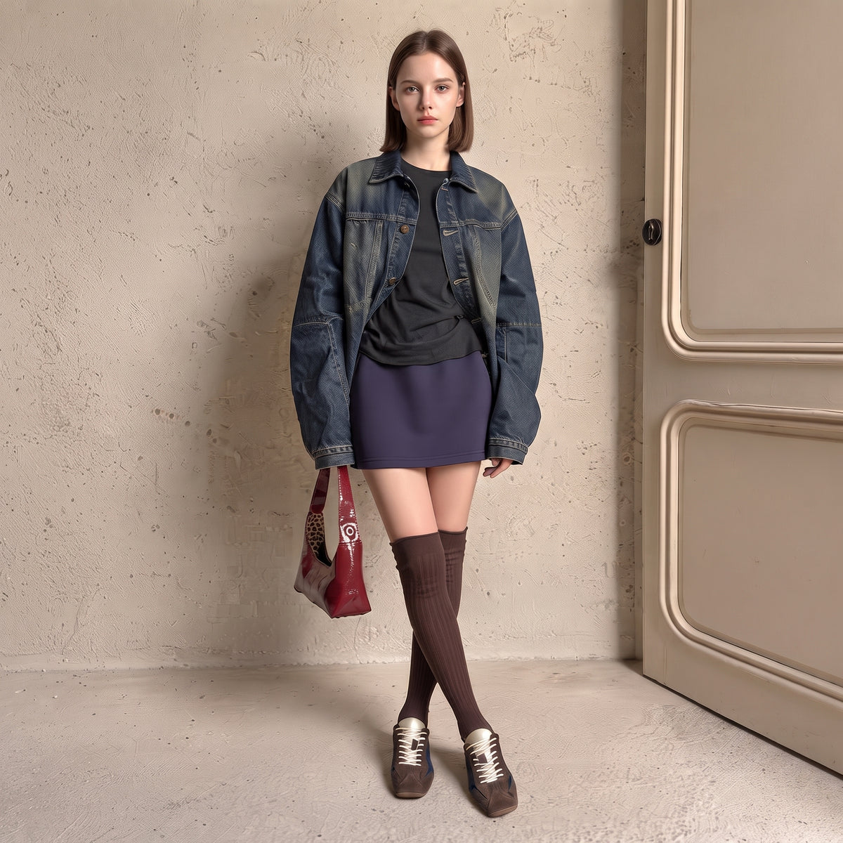 The Dual Stride Women’s Navy Brown 2‑Way Wear Retro Sneakers