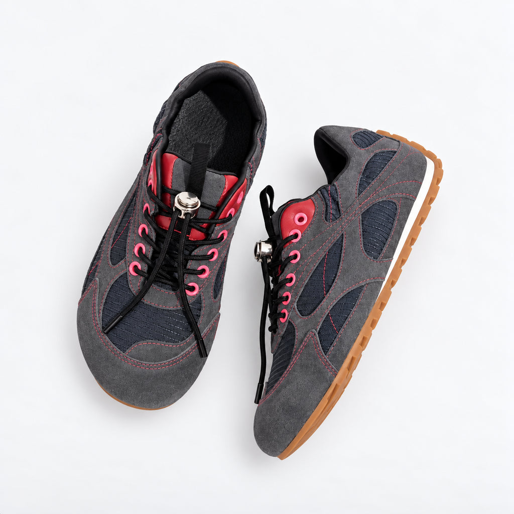 The Dual Stride Charcoal Gray Retro Sneakers
