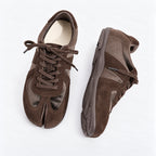 The Dual Stride Split-Toe Velvet & Suede Retro Casual Sneakers