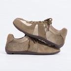 The Dual Stride Olive Green Split-Toe Velvet & Suede Retro Casual Sneakers
