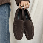 The Dual Stride Chocolate Brown Braided Suede Loafers