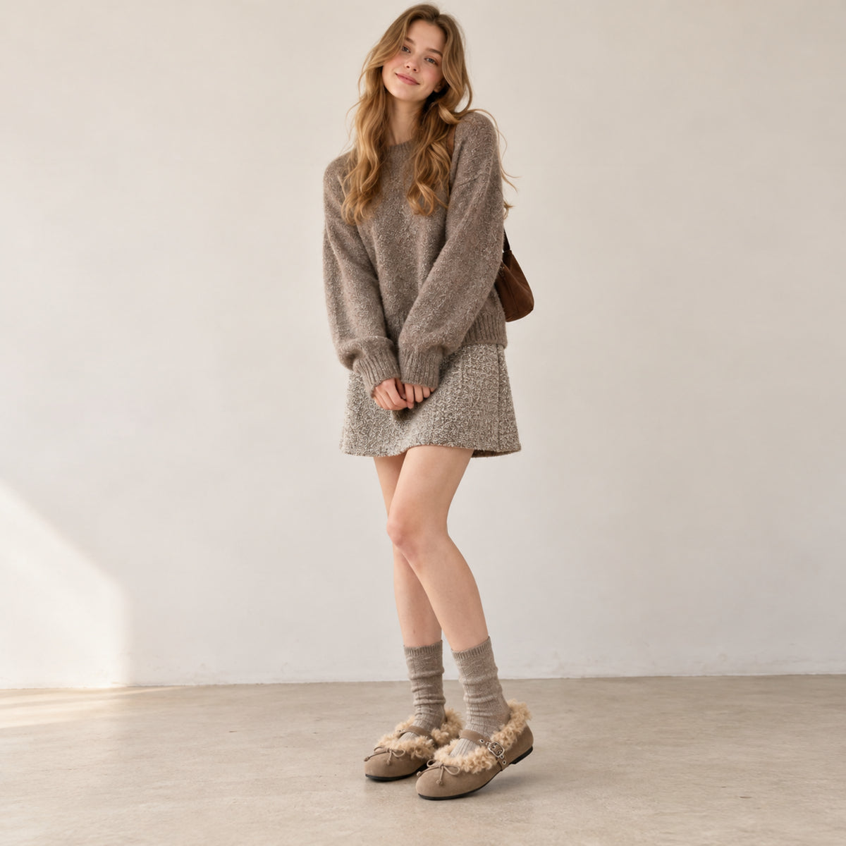 The Dual Stride Cozy Shearling Mary Jane Flats