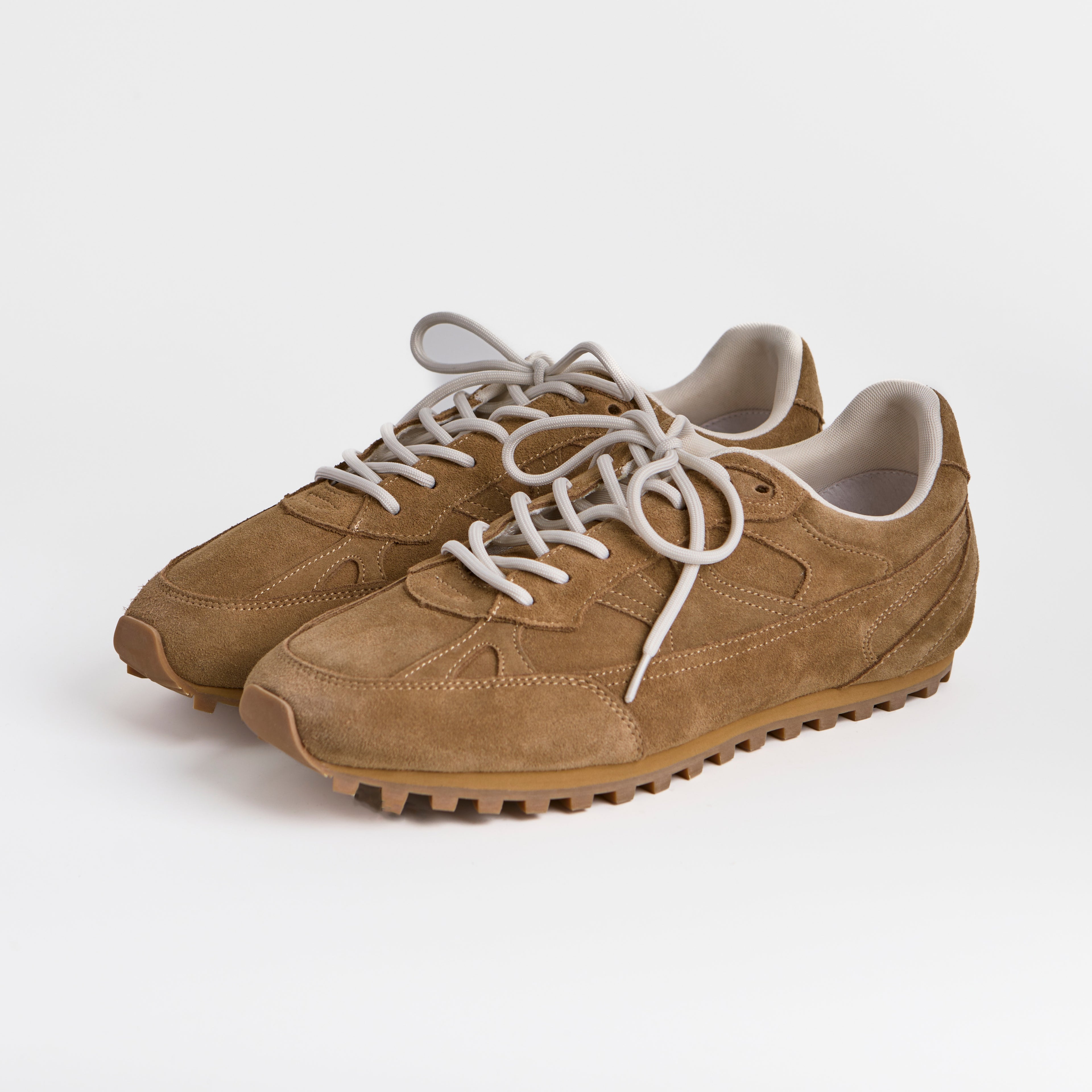 The Dual Stride Men's Classic Camel Suede  Sneakers