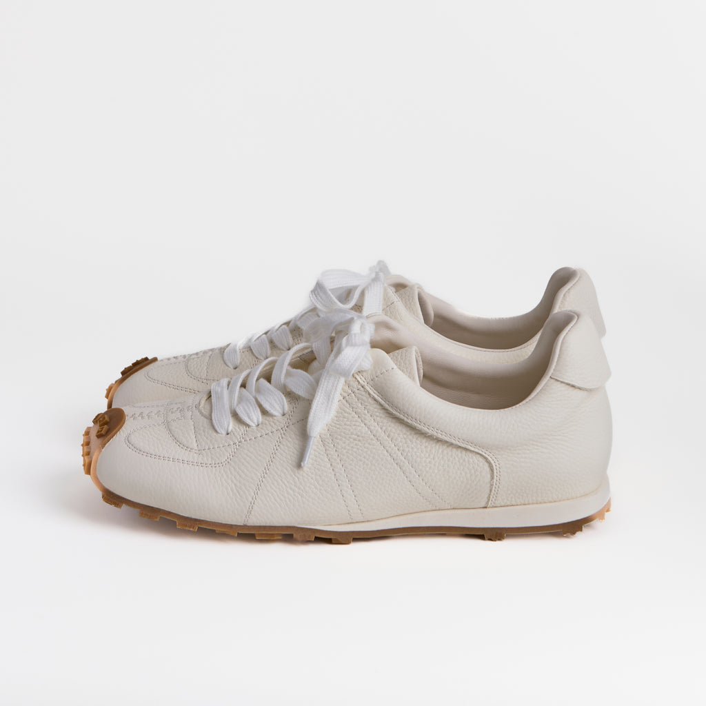 The Dual Stride Men's Classic White Leather Square-Toe Sneakers
