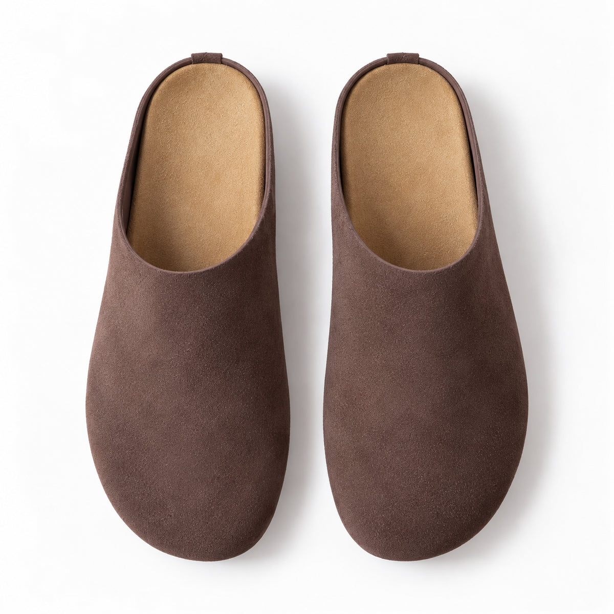 The Dual Stride Taupe Brown Suede Slip-On Mules
