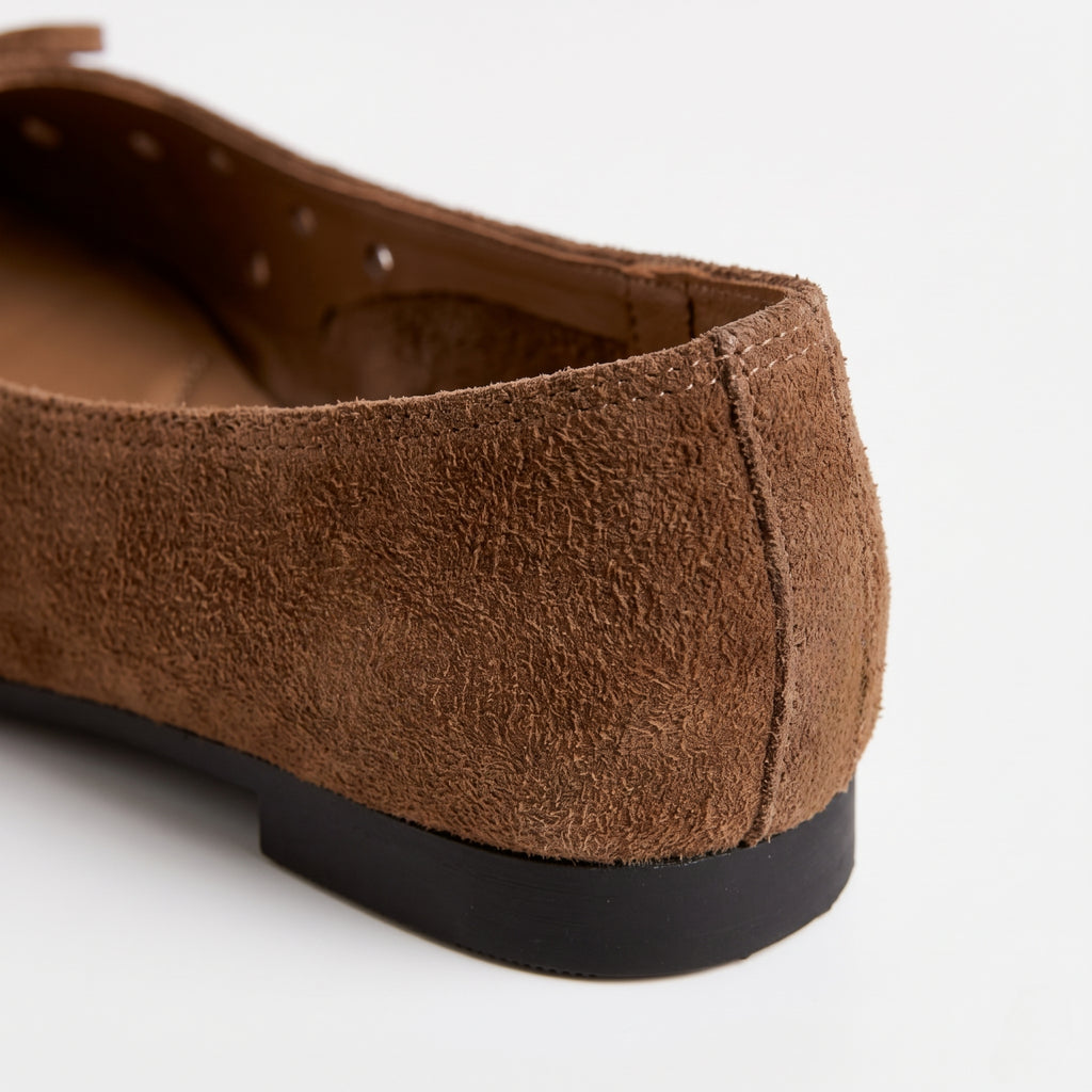 The Dual Stride Brown Suede Ballet Flats