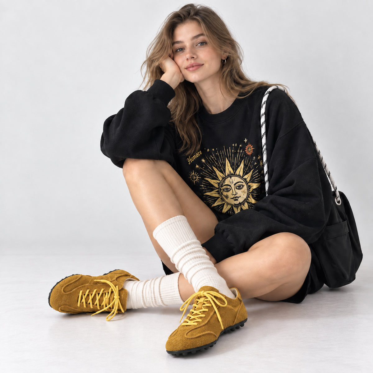 The Dual Stride Yellow Suede Retro Sneakers