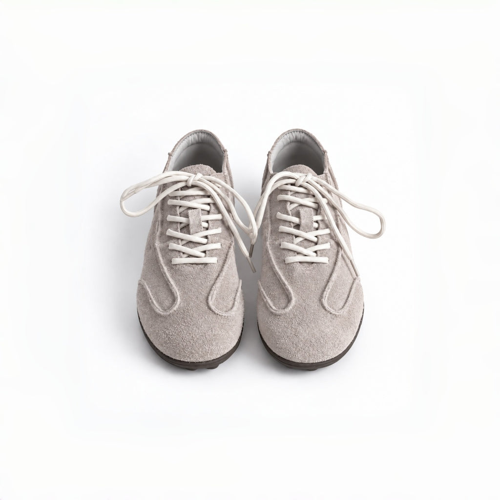 The Dual Stride Gray Suede Retro Sneakers