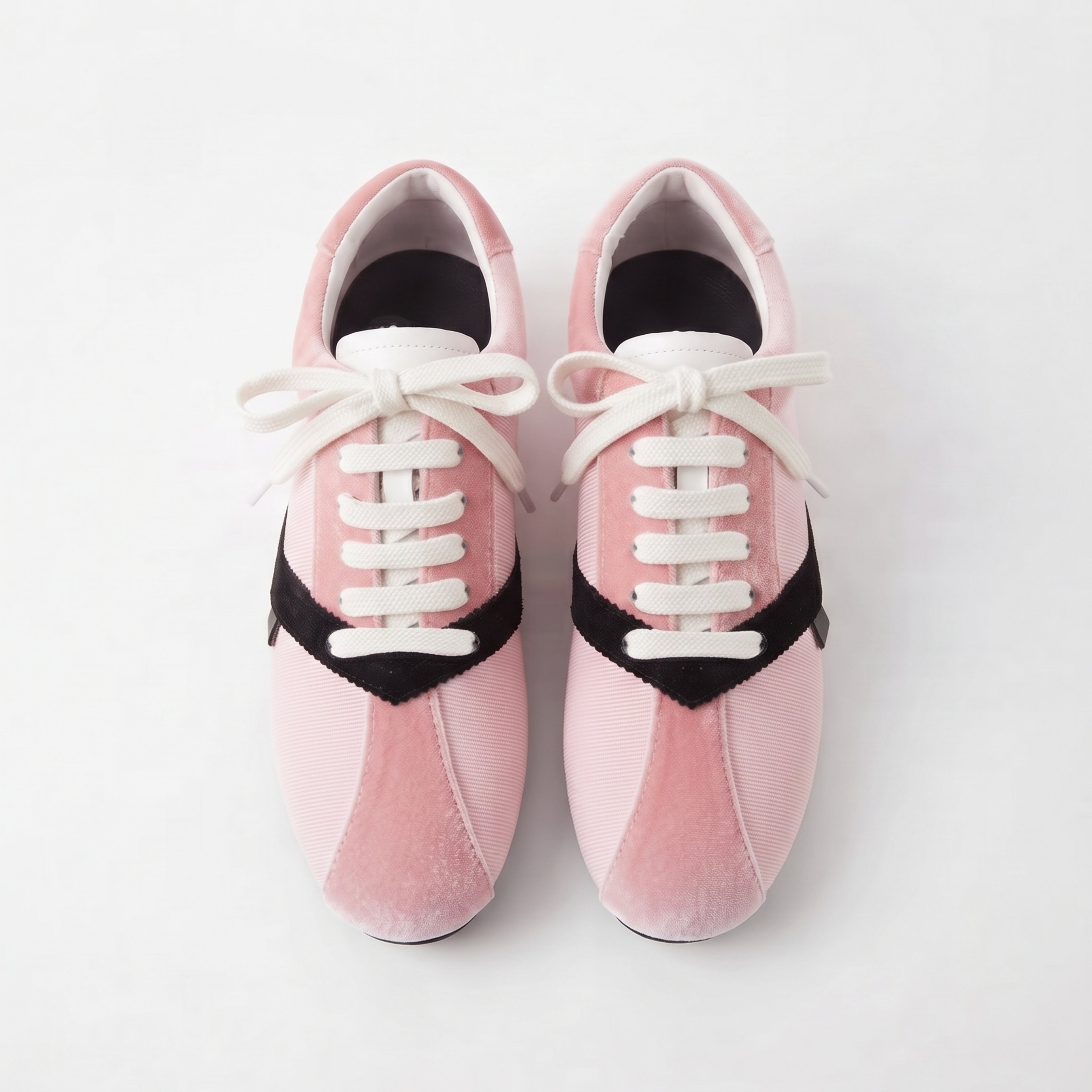 The Dual Stride Pink Velvet Spliced Retro Sneakers