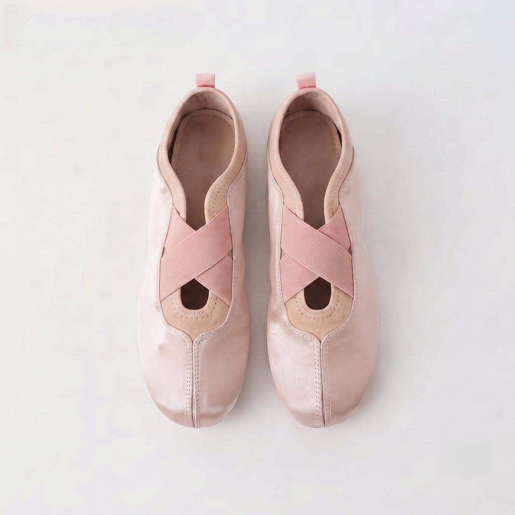 The Dual Stride Pink Satin Ballet Flats