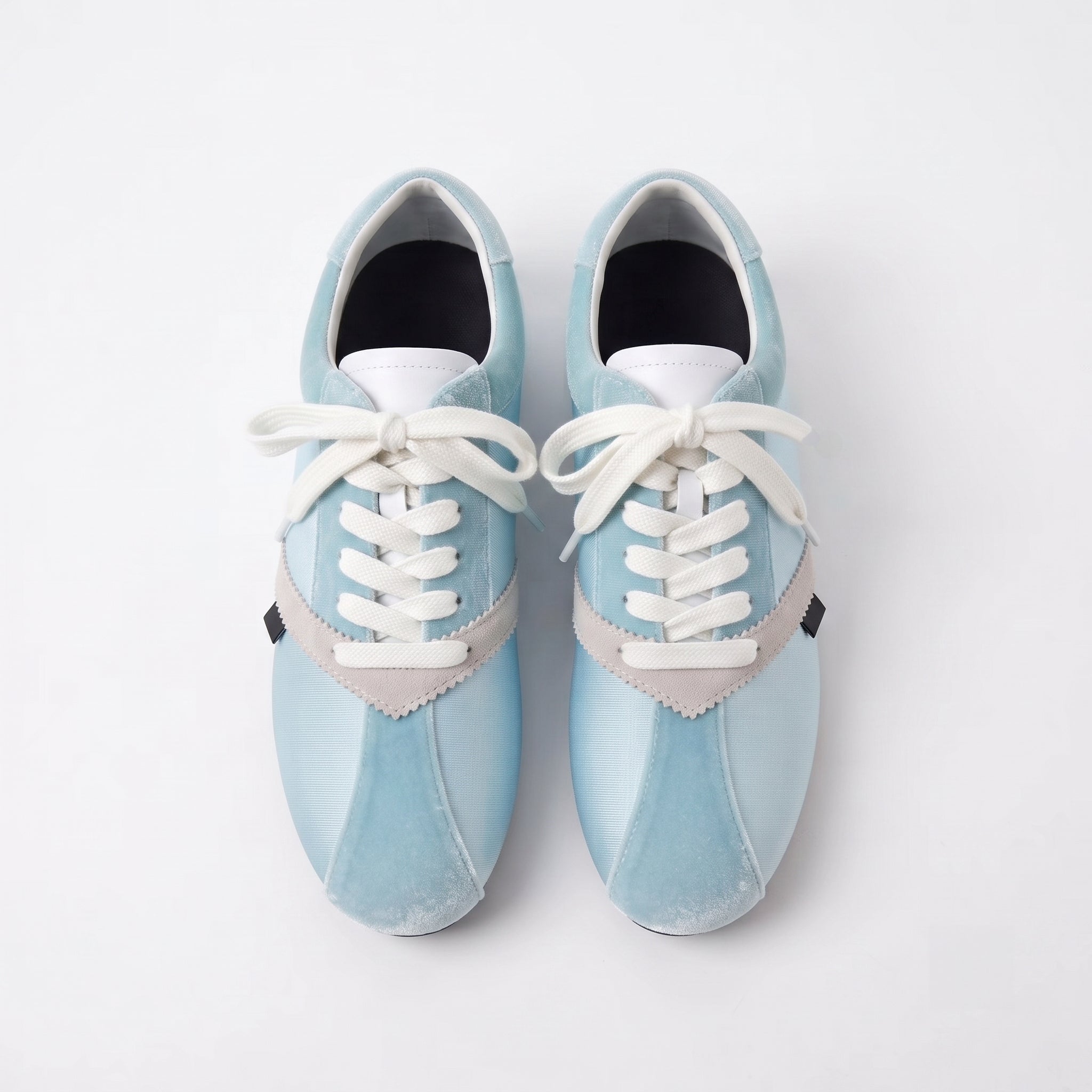 The Dual Stride Baby Blue Velvet Spliced Retro Sneakers